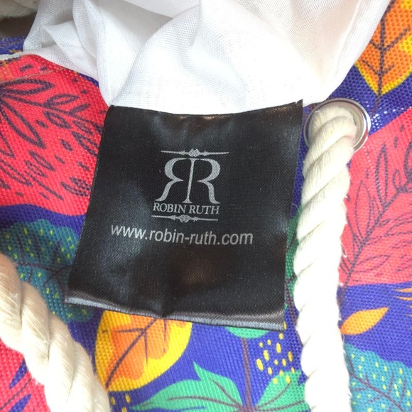 Robin Ruth Riviera‎ Maya Tote Bag Beach  Tropical Leaves Rope Handles Large - Picture 5 of 7